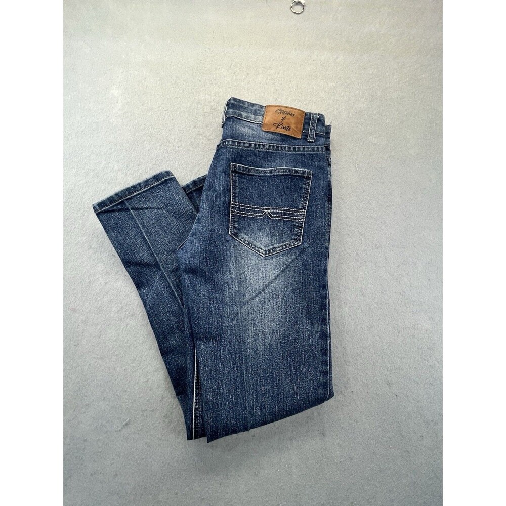 Stitches and Rivets Jeans Mens 33x30 Slim Fit LightWash Blue Denim